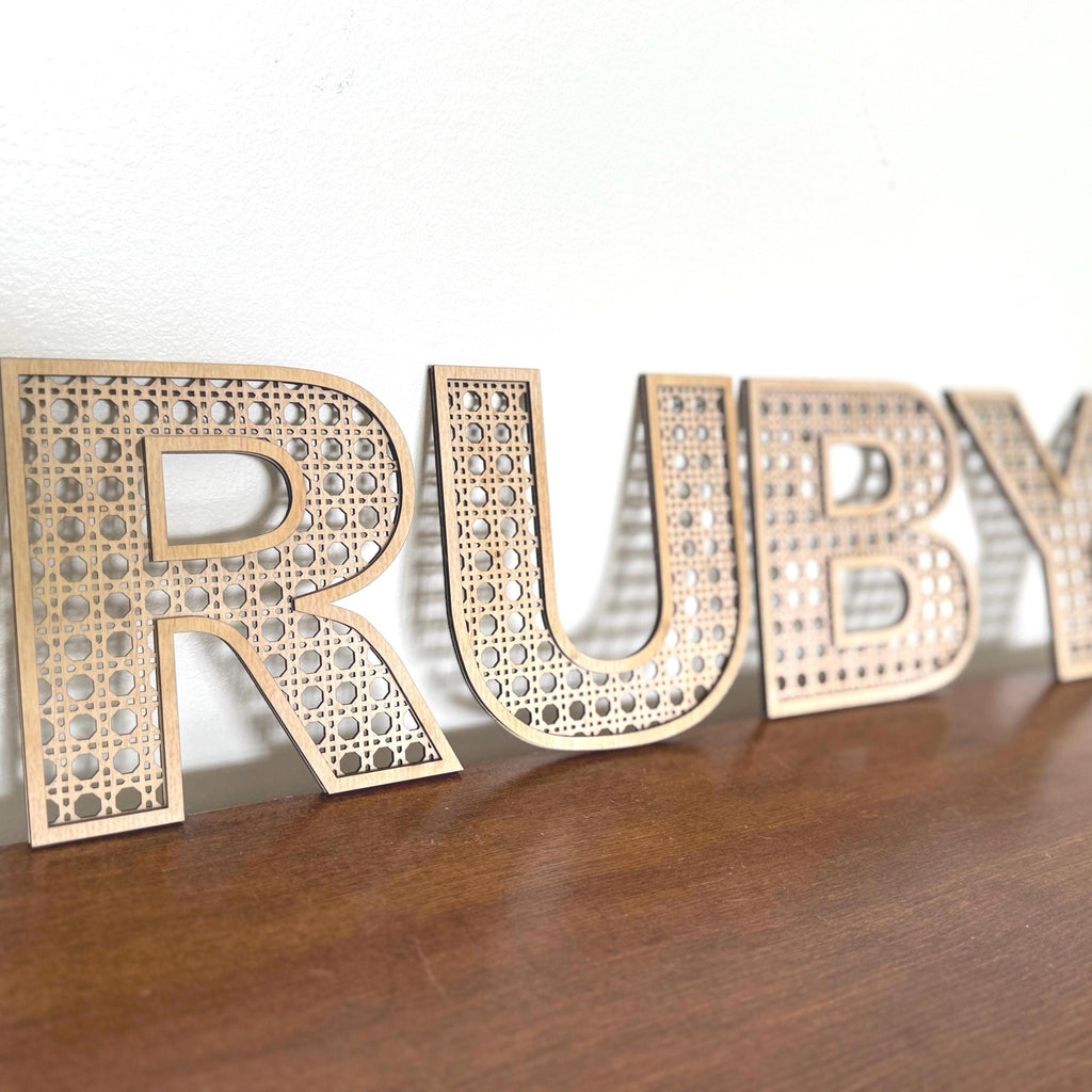 Rattan letter nursery name sign personalized Baby Room Decor custom Kids Wall Art rattan home decor toddler bedroom gender neutral nursery