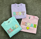 Custom name shirt for kids chenille sweatshirt youth chenille initial shirt glitter letter shirt custom toddler shirt youth t shirt for kids
