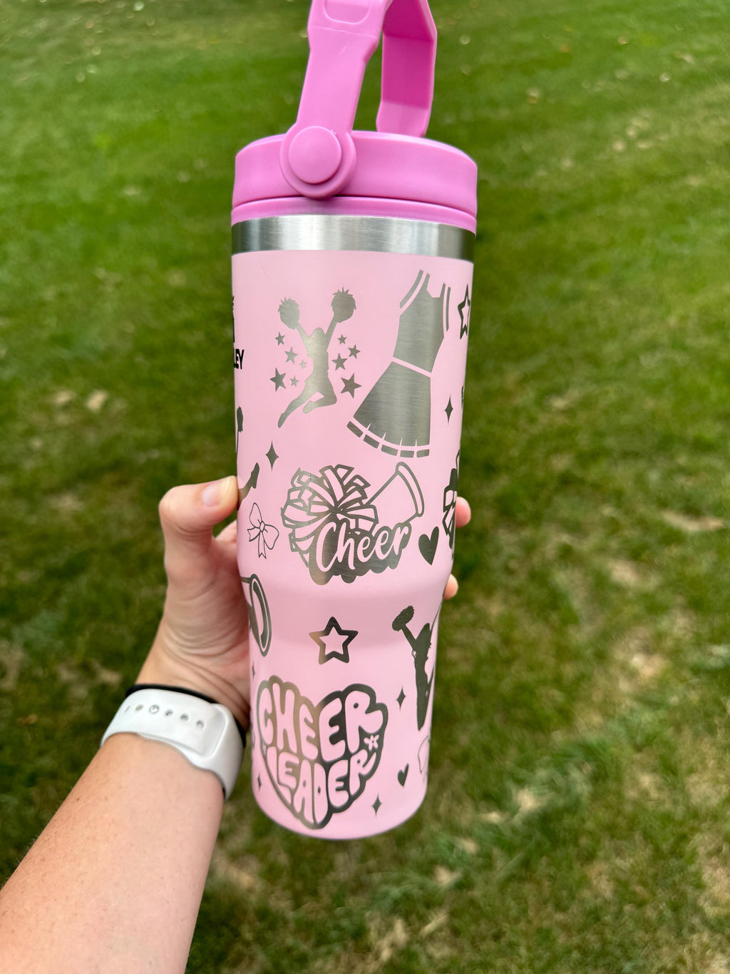 Personalized cheer tumbler for cheerleader water bottle custom water bottle for cheer cheerleader engraved gift for teenager