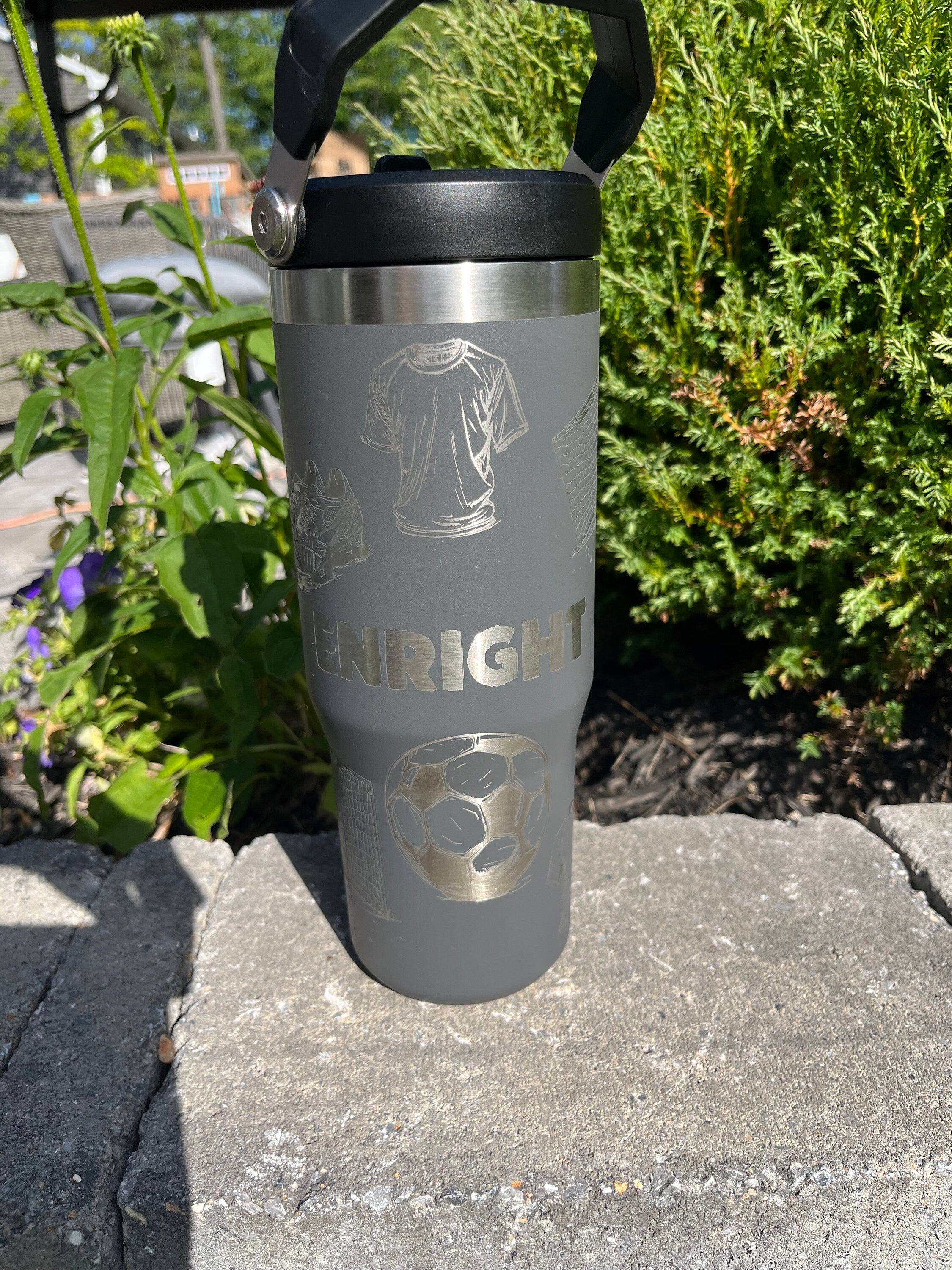 Personalized soccer water bottle for kids soccer tumbler laser engraved soccer water bottle for soccer custom soccer water bottle 30 oz