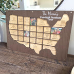NFL stadium tracker personalized wood photo frame football map NFL team gift for football fan present for dad man cave custom decor