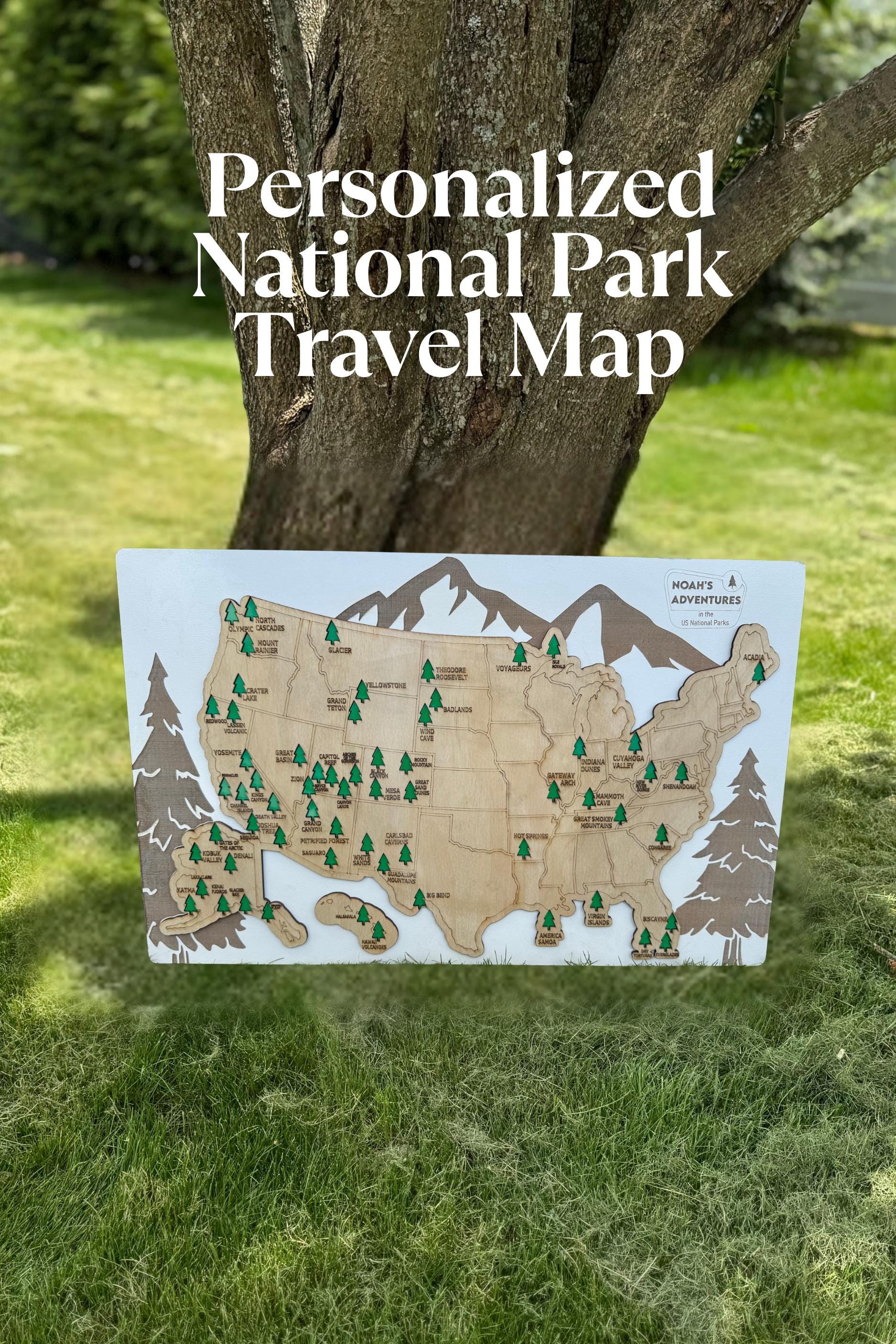 National Park Map Personalized USA Wood Keepsake Custom Travel Map Gift for Adventure Lover present Outdoor Enthusiast gift for hiker