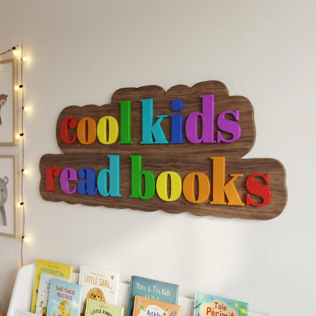 Cool Kids Read Books Sign, Classroom Library Wall Decor, Playroom Reading Art