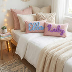 Personalized Name Pillow with Chenille Yarn, Custom Nursery Pillow, girl bedroom Decor, velvet baby gift