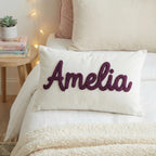 Personalized Name Pillow with Chenille Yarn, Custom Nursery Pillow, girl bedroom Decor, velvet baby gift