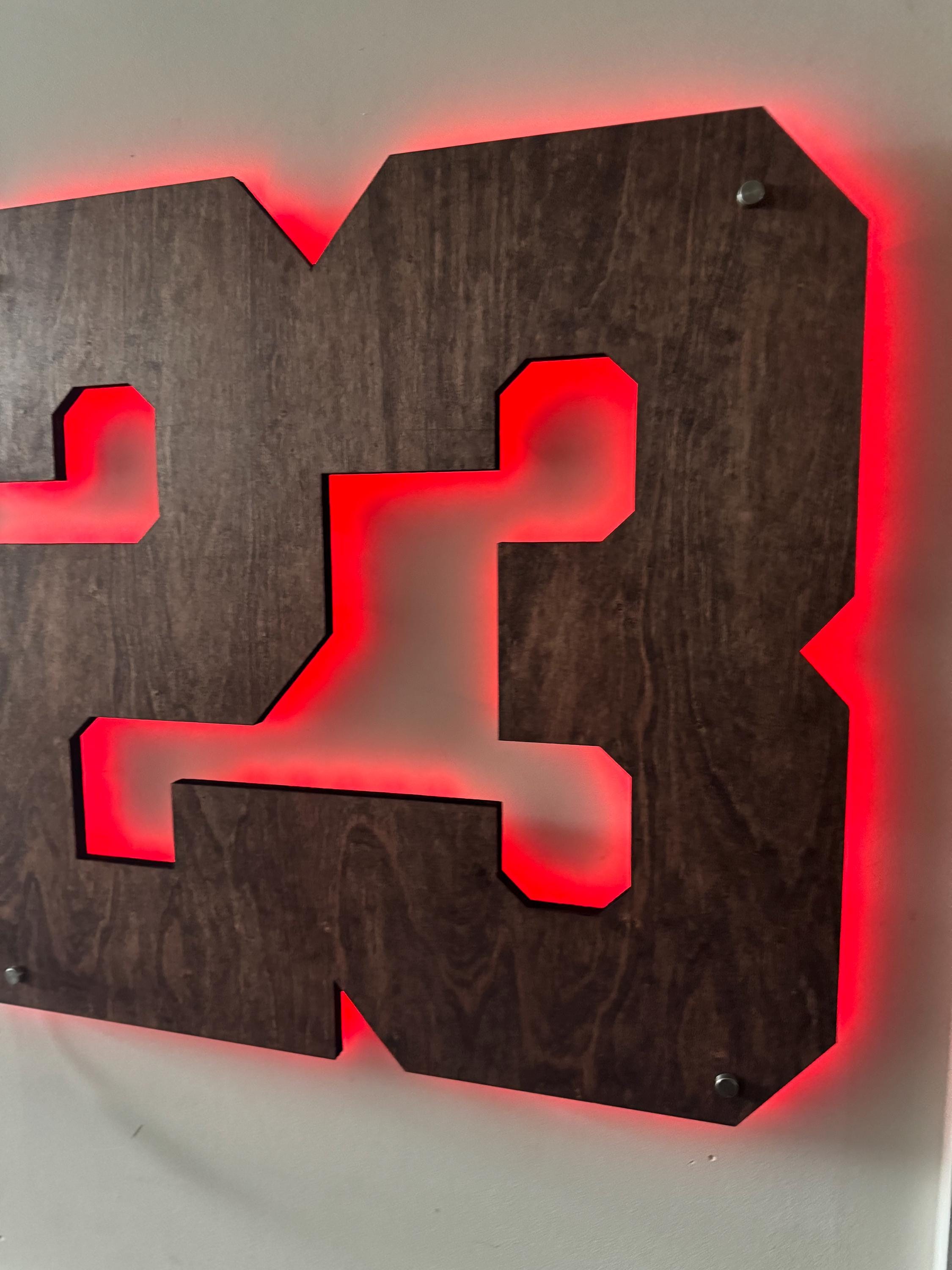 Personalized LED Number Wall Sign – Backlit Sports Room Decor, Custom Wood Number Light, Teen Bedroom Wall Art, Athlete Jersey Number Gift