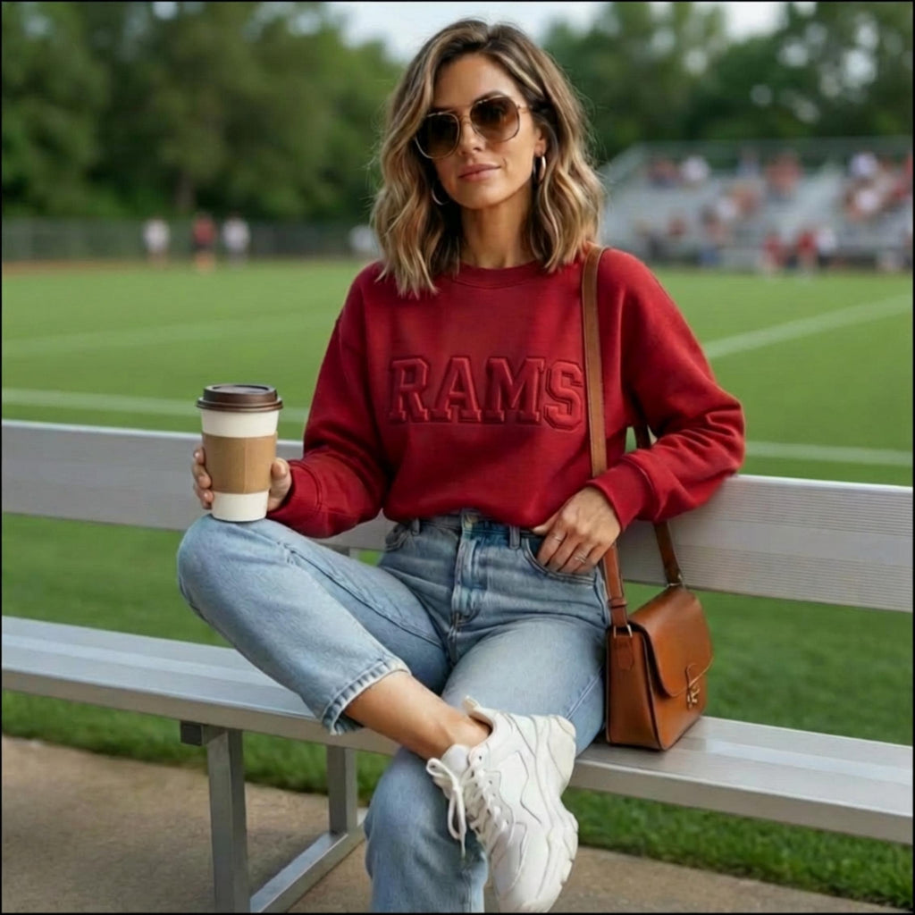 3D Emblem Shirt | Custom Team Sweatshirt | Personalized Sports Crewneck | Raised Letter Embroidery
