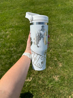 Personalized hockey tumbler custom name water bottle for hockey dad gift for coach engraved travel cup ice hockey team present sport mom
