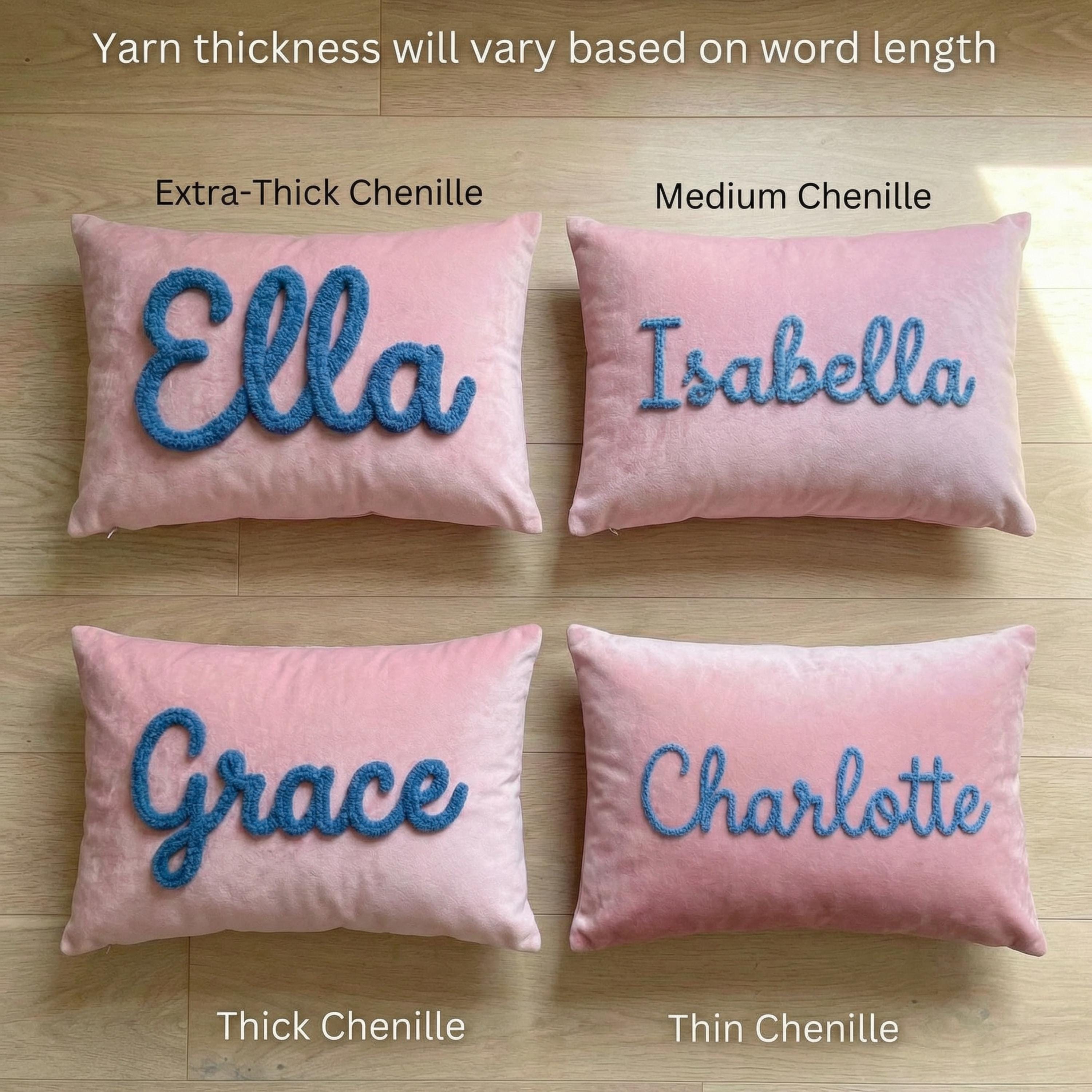 Personalized Name Pillow with Chenille Yarn, Custom Nursery Pillow, girl bedroom Decor, velvet baby gift