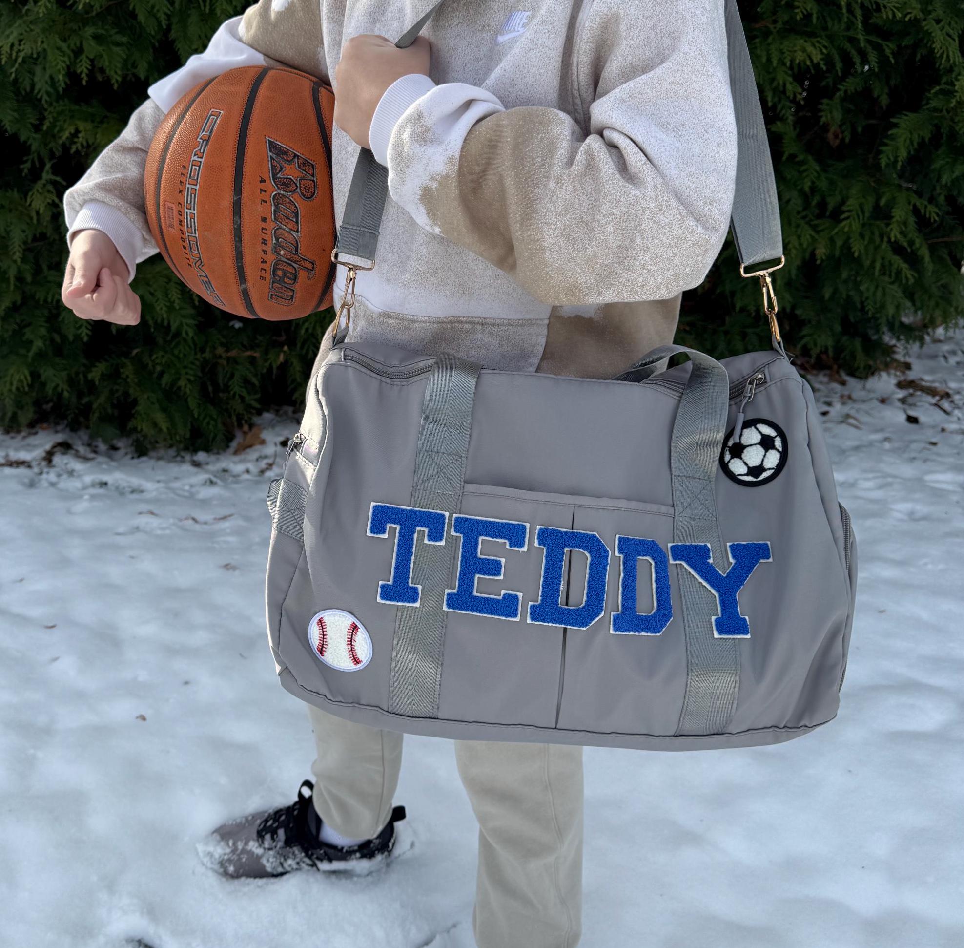 Duffel bag for boy overnight bag for sleepover toddler diaper bag for sport themed birthday gift for athletic teenager personalized present