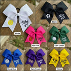 Personalized Cheer Hair Bow with Name | Embroidered Cheerleader team gift | Competition Cheer Gift