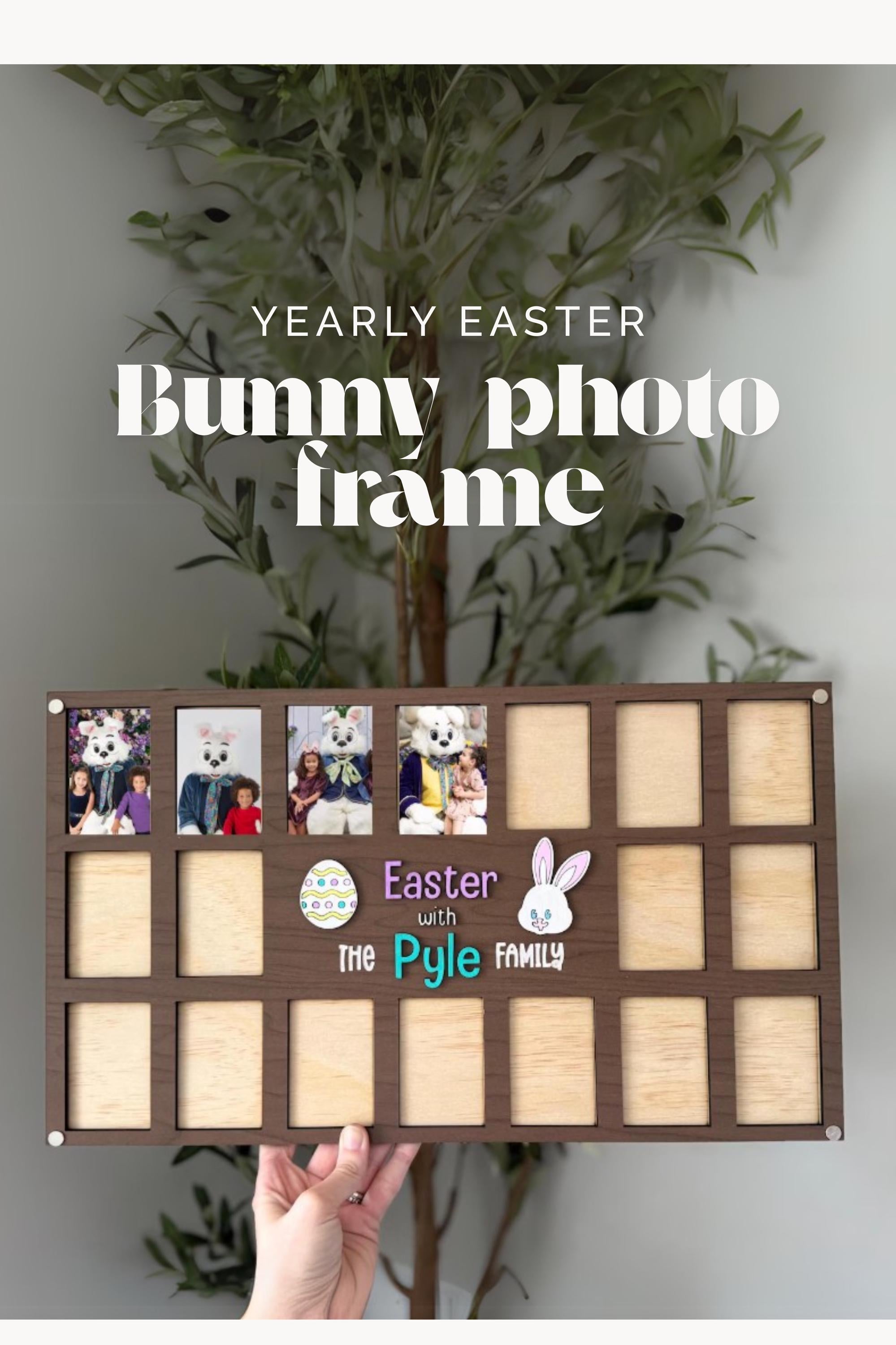 Easter frame Annual Easter bunny photo display Personalized Spring Decor Holiday Memory Keepsake Frame Pastel Bunny decor custom family name