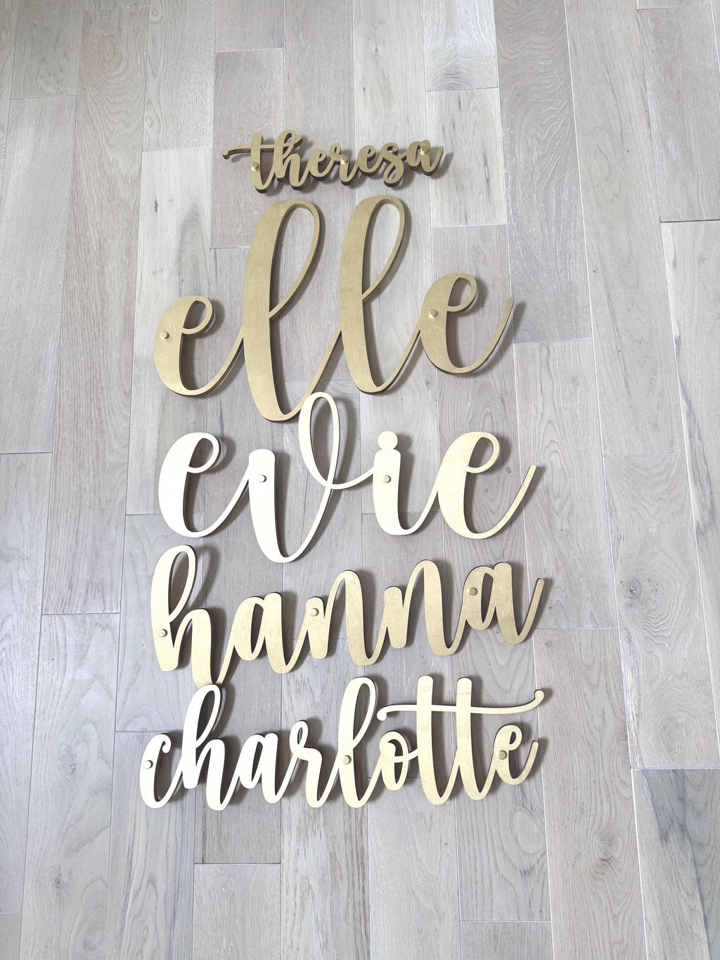 Metallic Gold Name Sign Nursery Wall Art Floating Letter Cutout for Toddler Room Boho Chic Playroom Decor Glam Style crib sign initial