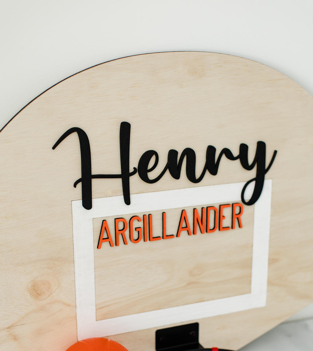 Personalized Basketball Hoop Mini Basketball Over the Door Custom Sport Decor Gift for Teenage Boy sport theme bedroom art toddler wall art
