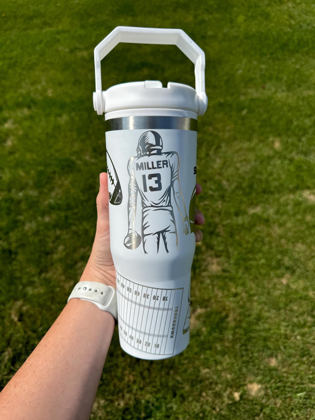 Personalized football water bottle for boy football tumbler laser engraved football water bottle for football mom gift for boy football gift