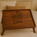 Personalized Breakfast in Bed serving Tray for mothers day gift anniversary present custom birthday gift for her engraved wood home decor