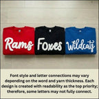 Custom Chenille Letter Sweatshirt Personalized Team Name Crewneck Fuzzy Varsity Style Sports Mom Shirt Game Day Spirit Wear Gift for Fans