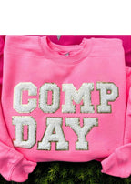 Comp Day sweatshirt for cheer competition crewneck cheerleader mom gift chenille patch shirt cheerleading gift for teenager personalized