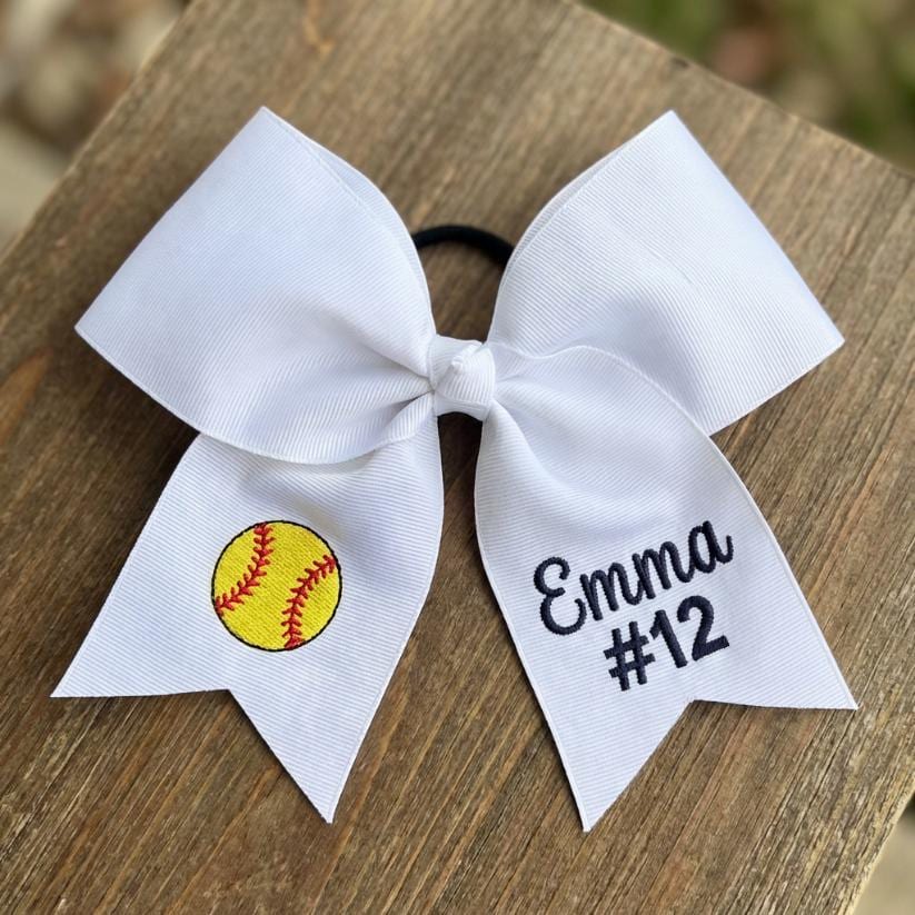 Personalized Cheer Hair Bow with Name | Embroidered Cheerleader team gift | Competition Cheer Gift