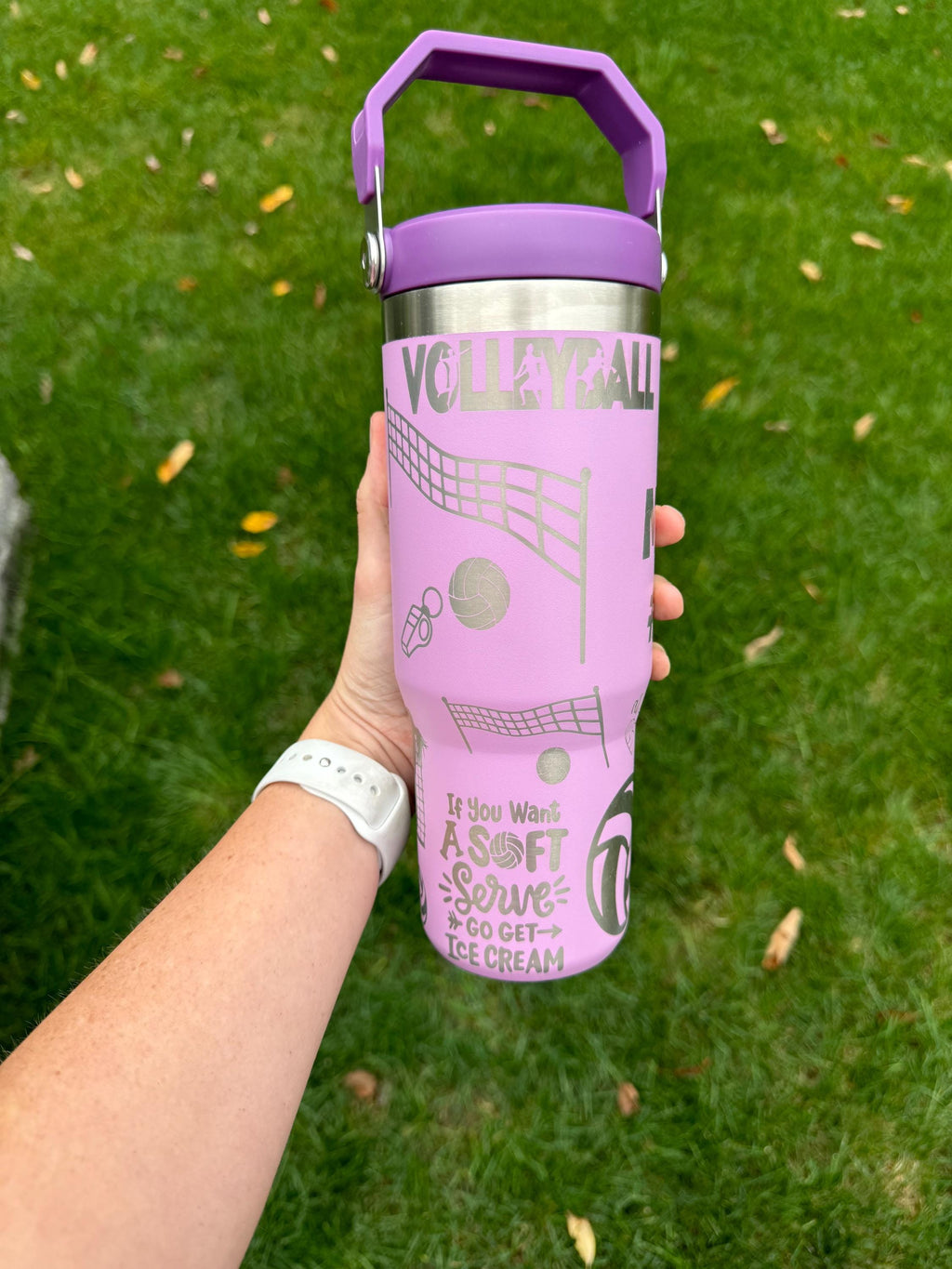 Personalized volleyball tumbler custom water bottle for coach engraved gift for volleyball player team present for athletic teen birthday