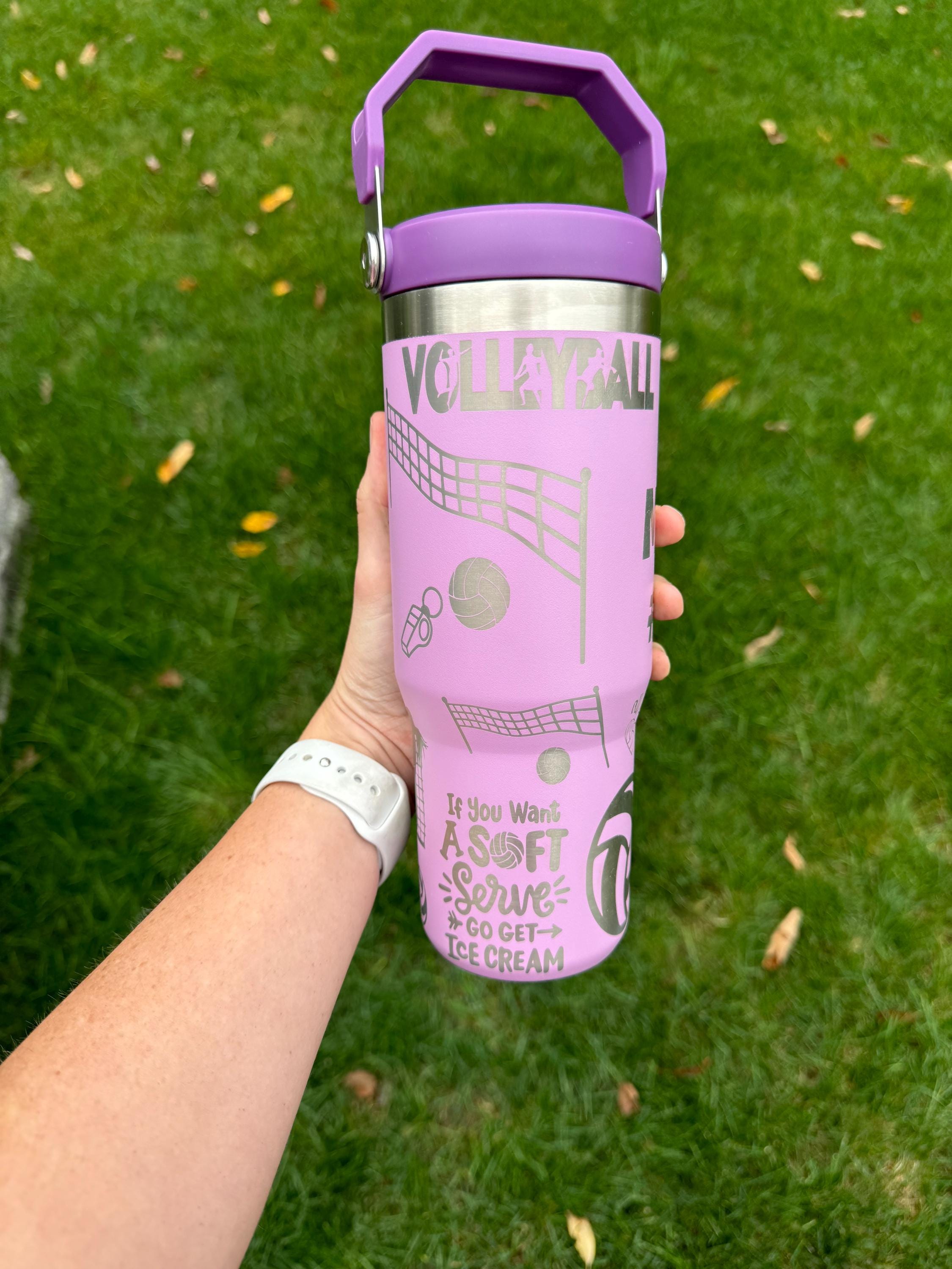 Personalized volleyball tumbler custom water bottle for coach engraved gift for volleyball player team present for athletic teen birthday