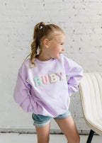 Custom name shirt for kids chenille sweatshirt youth chenille initial shirt glitter letter shirt custom toddler shirt youth t shirt for kids