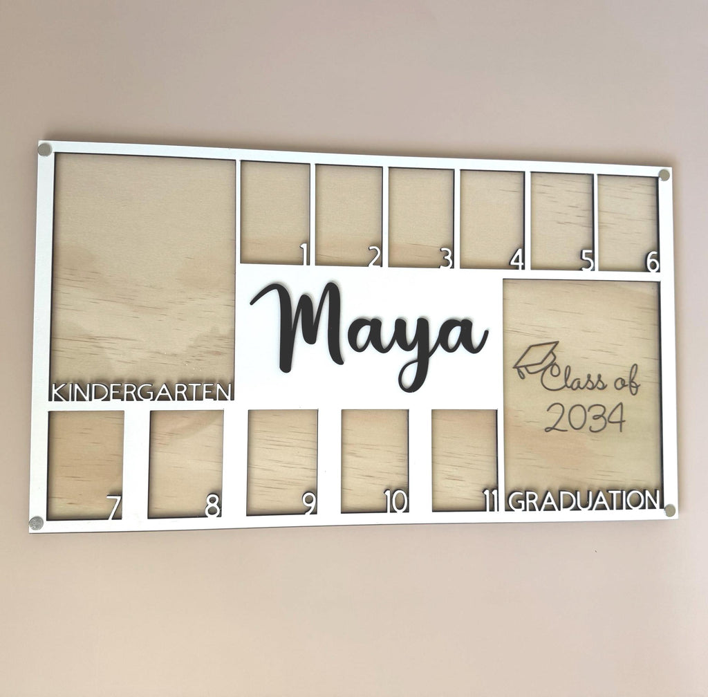 School Year Photo Frame personalized school picture frame grade school yearly kid photo frame Kindergarten frame graduation gift for mom