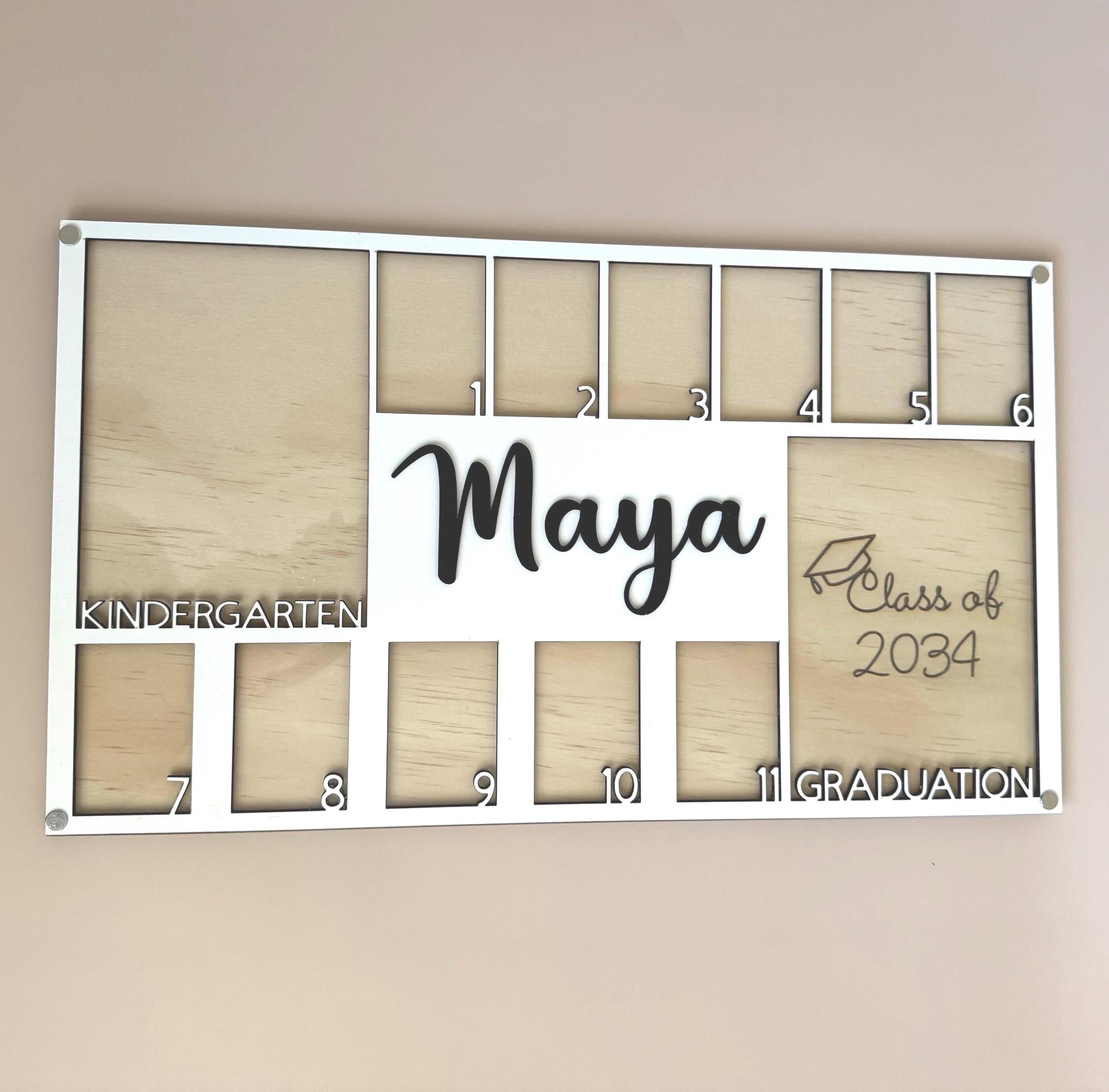 School Year Photo Frame personalized school picture frame grade school yearly kid photo frame Kindergarten frame graduation gift for mom