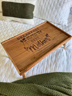 Personalized Breakfast in Bed serving Tray for mothers day gift anniversary present custom birthday gift for her engraved wood home decor