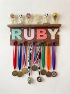 Personalized Medal Hanger | Trophy Display Shelf | Sports Award Holder | Custom Name Sign | Athlete Gift | Soccer Baseball Basketball