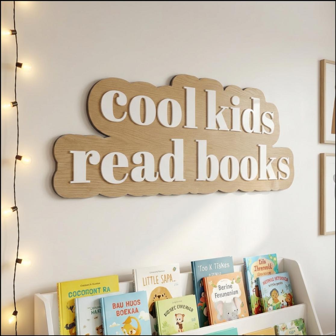 Cool Kids Read Books Sign, Classroom Library Wall Decor, Playroom Reading Art