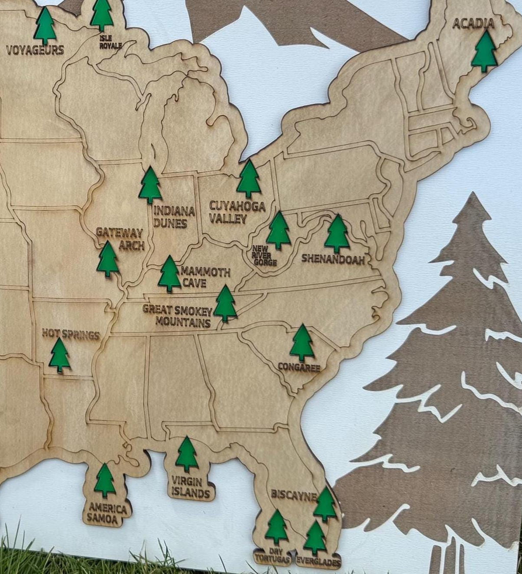 National Park Map Personalized USA Wood Keepsake Custom Travel Map Gift for Adventure Lover present Outdoor Enthusiast gift for hiker