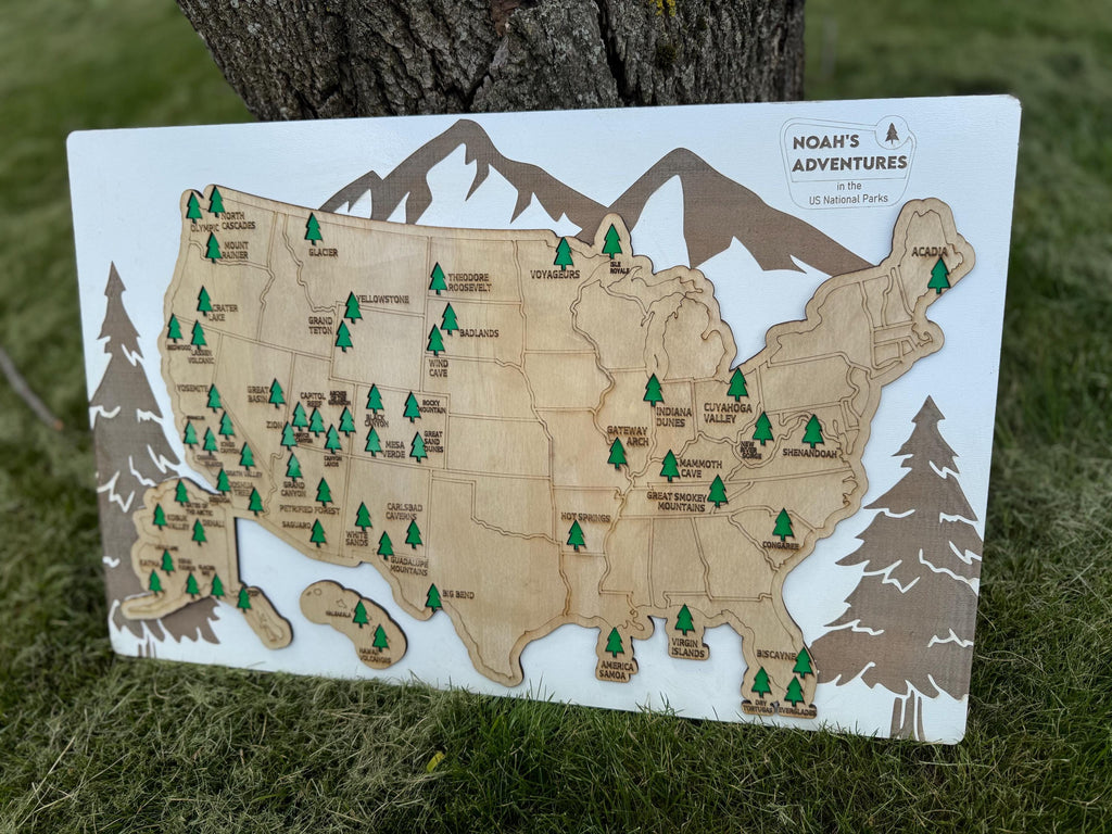 National Park Map Personalized USA Wood Keepsake Custom Travel Map Gift for Adventure Lover present Outdoor Enthusiast gift for hiker