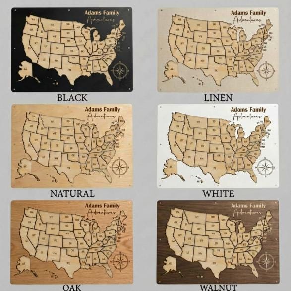 Photo travel map personalized usa trip picture keepsake 50 States Picture Display wood Memory Map custom family keepsake gift for travelers