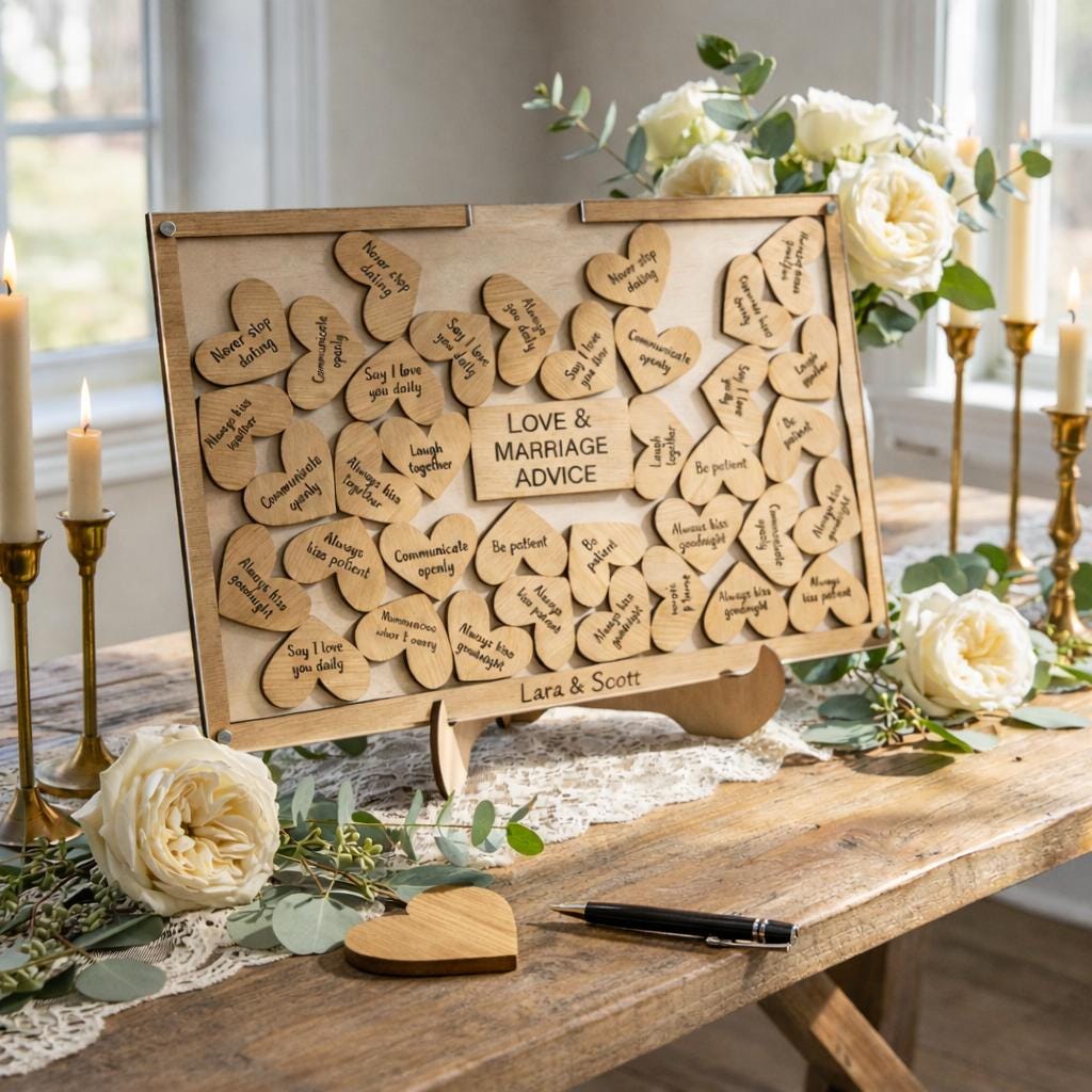 Bridal Shower Decor, Wedding Guest Book Alternative, Love & Marriage Advice Sign, Wedding Shower keepsake