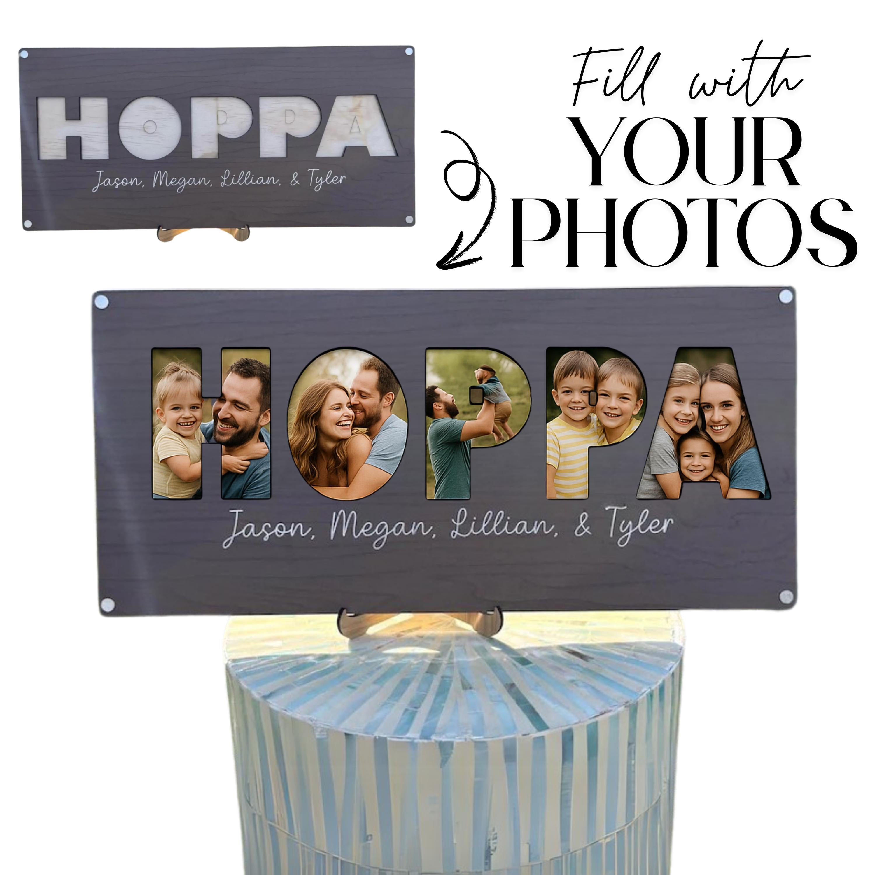 Personalized Family Name Photo Frame | Custom Wood Last Name Picture Collage | Wedding or Housewarming Gift