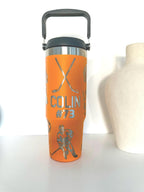 Personalized hockey tumbler custom name water bottle for hockey dad gift for coach engraved travel cup ice hockey team present sport mom