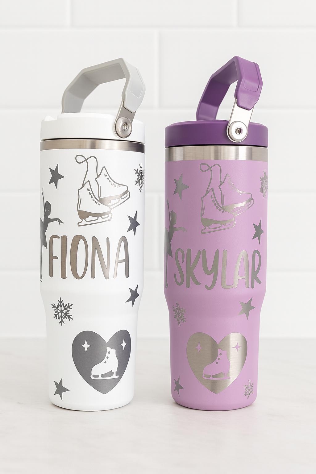 Ice Skating tumbler figure skating water bottle for girl laser engraved tumbler for skating water bottle personalized gift for figure skater
