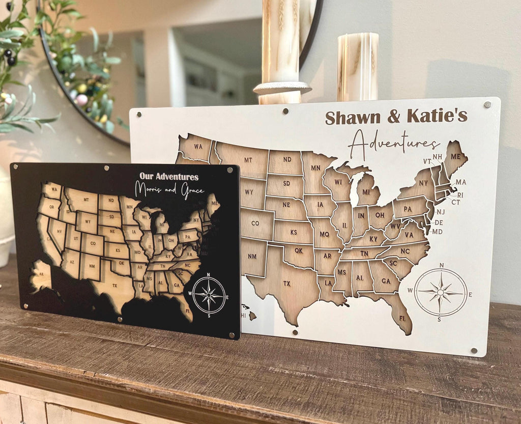 RV travel map, personalized camper decor, custom family road trip gift, motorhome travel tracker