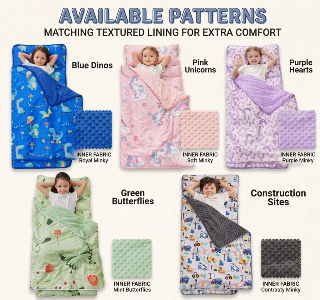 Embroidered Preschool Nap Mat | Personalized Daycare Bedding | Roll-Up Sleeping Bag | Custom Toddler Cot Cover