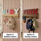 Personalized Kids Wall Organizer, Backpack & Coat Hanger, Custom Name Nursery Storage, toddler Bedroom Organization, Kids Room Storage