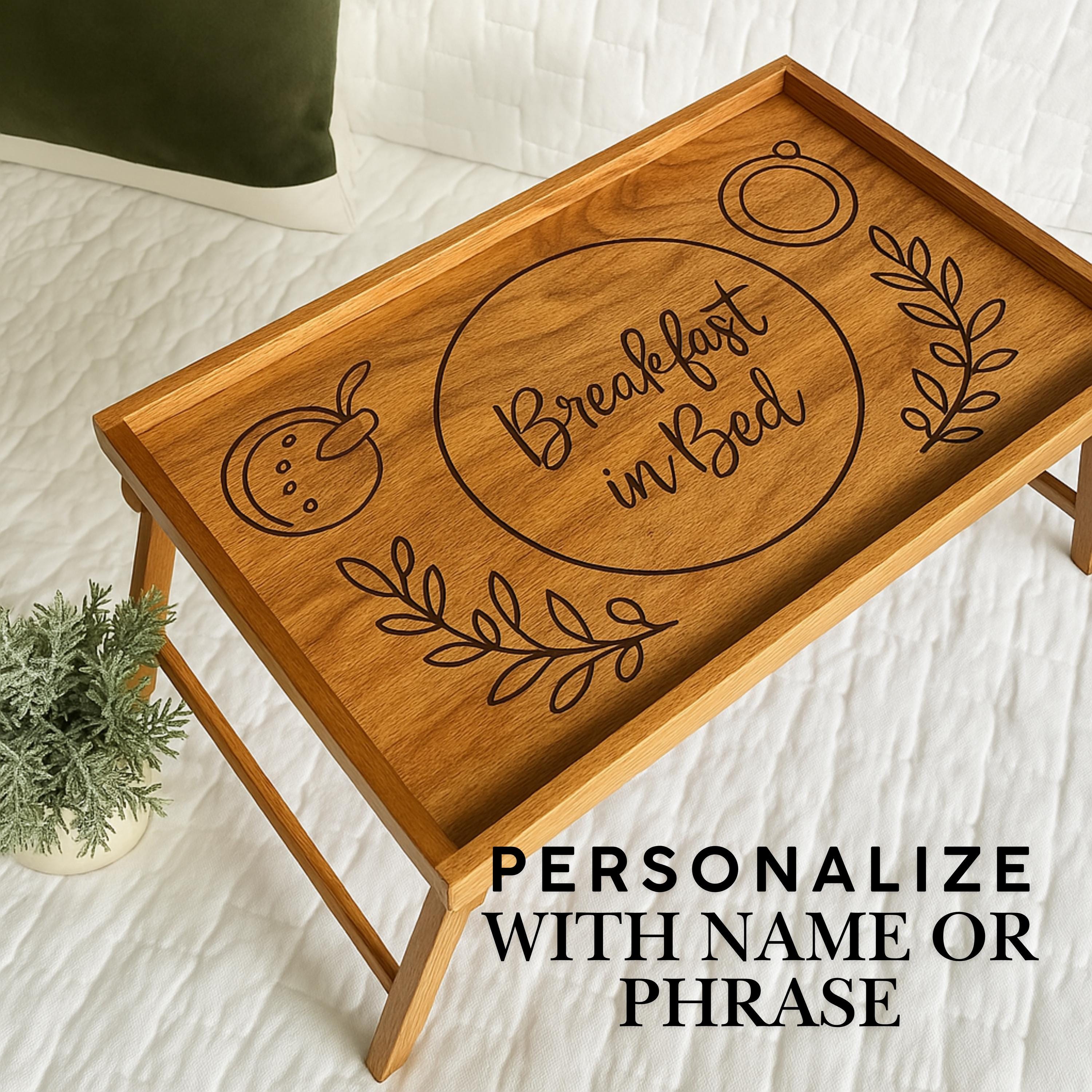 Personalized Breakfast in Bed serving Tray for mothers day gift anniversary present custom birthday gift for her engraved wood home decor