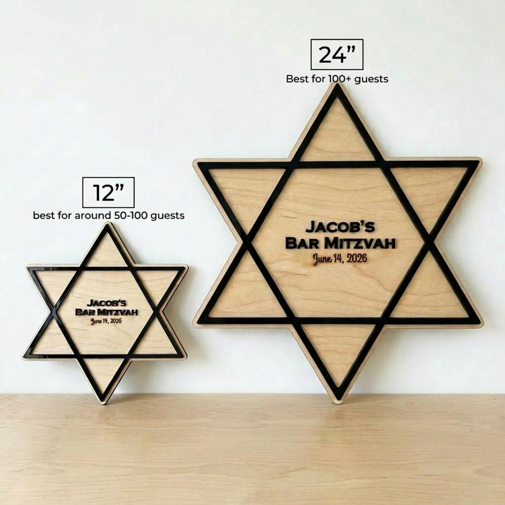Bar Mitzvah Guest Book Alternative | Personalized Mazel Tov Signature Board | Jewish Celebration Sign | Custom Star of David Keepsake Decor