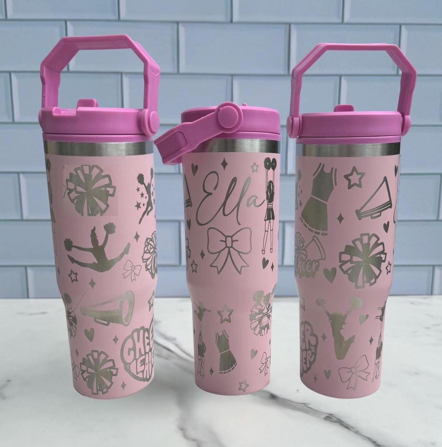 Personalized cheer tumbler for cheerleader water bottle custom water bottle for cheer cheerleader engraved gift for teenager