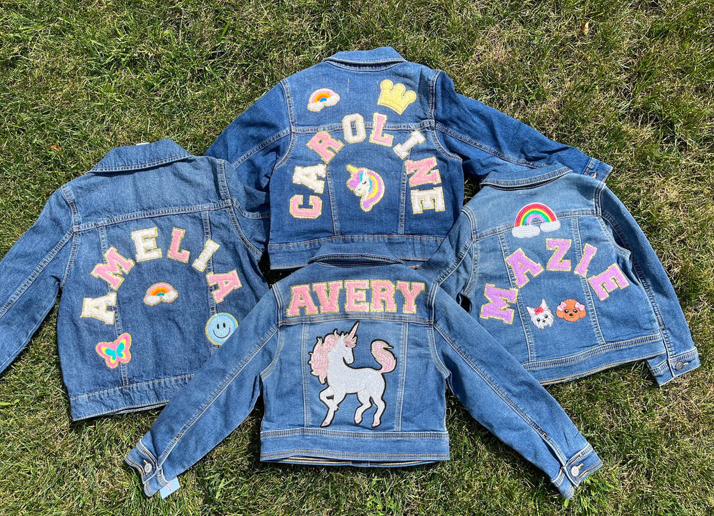 Personalized gift for little girl birthday present Big Sister reveal gift for first birthday personalized denim coat for kid unicorn jacket