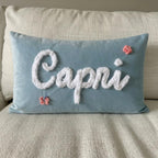 Personalized Name Pillow with Chenille Yarn, Custom Nursery Pillow, girl bedroom Decor, velvet baby gift