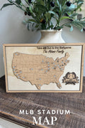 MLB Stadium Map baseball stadium tracker travel map for baseball lover gift for dad birthday presen for him personalized sports memorabilia