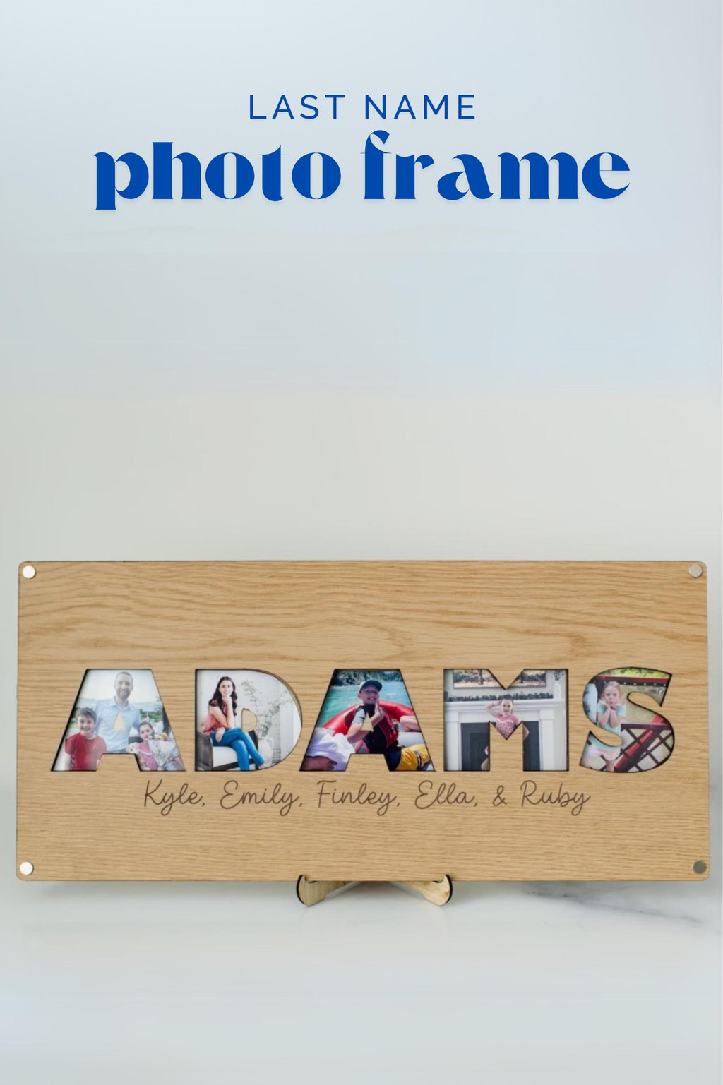Personalized Family Name Photo Frame | Custom Wood Last Name Picture Collage | Wedding or Housewarming Gift