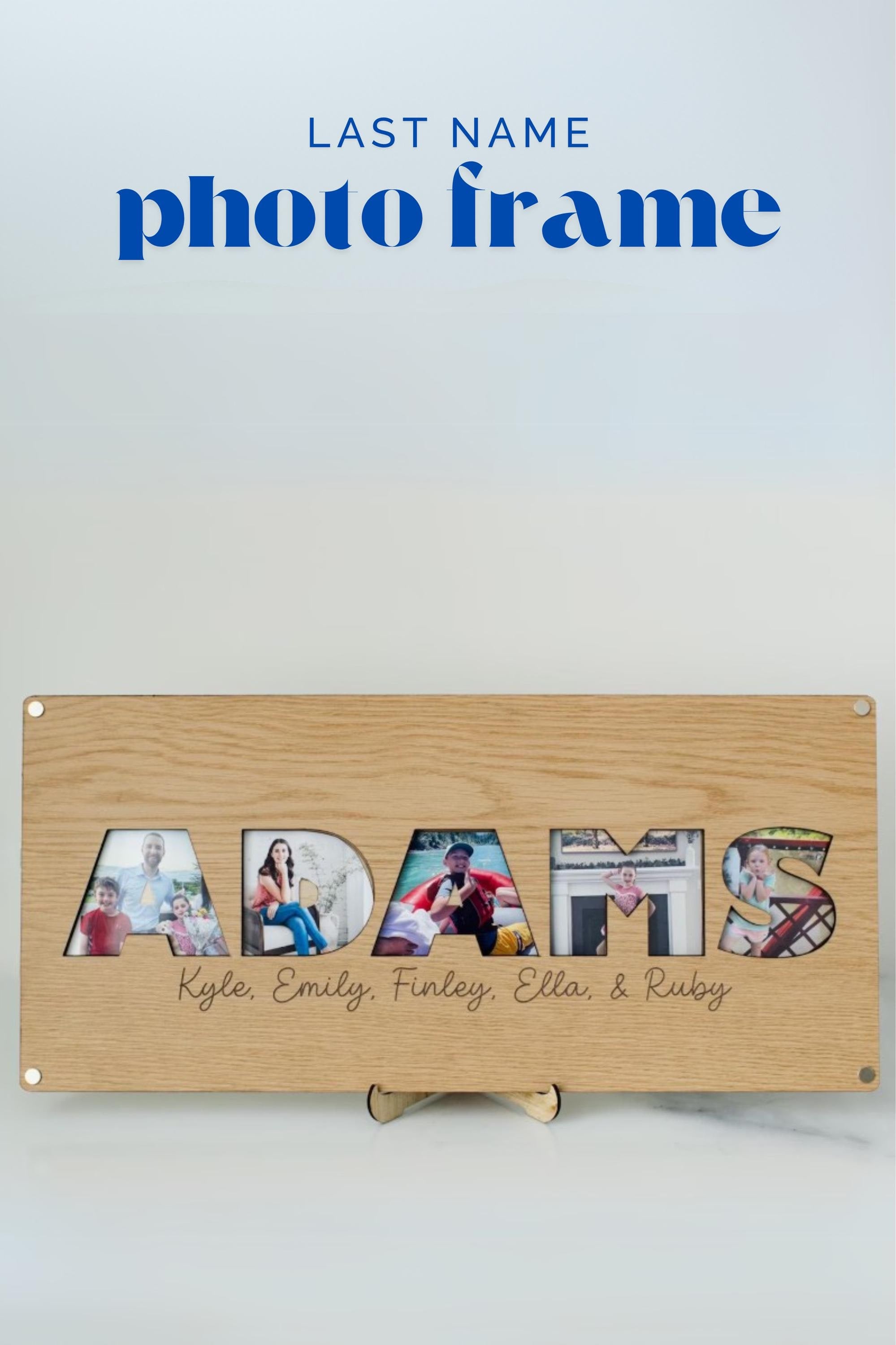 Personalized Family Name Photo Frame | Custom Wood Last Name Picture Collage | Wedding or Housewarming Gift