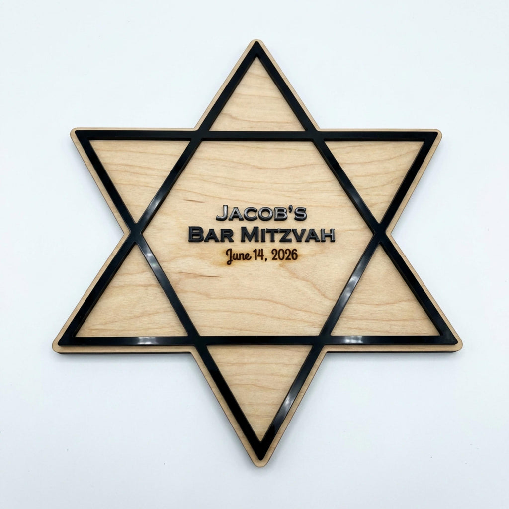 Bar Mitzvah Guest Book Alternative | Personalized Mazel Tov Signature Board | Jewish Celebration Sign | Custom Star of David Keepsake Decor